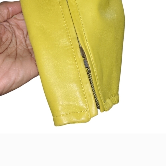 Josephine Vibrant Yellow Genuine Leather Jacket - Picture 3 of 11